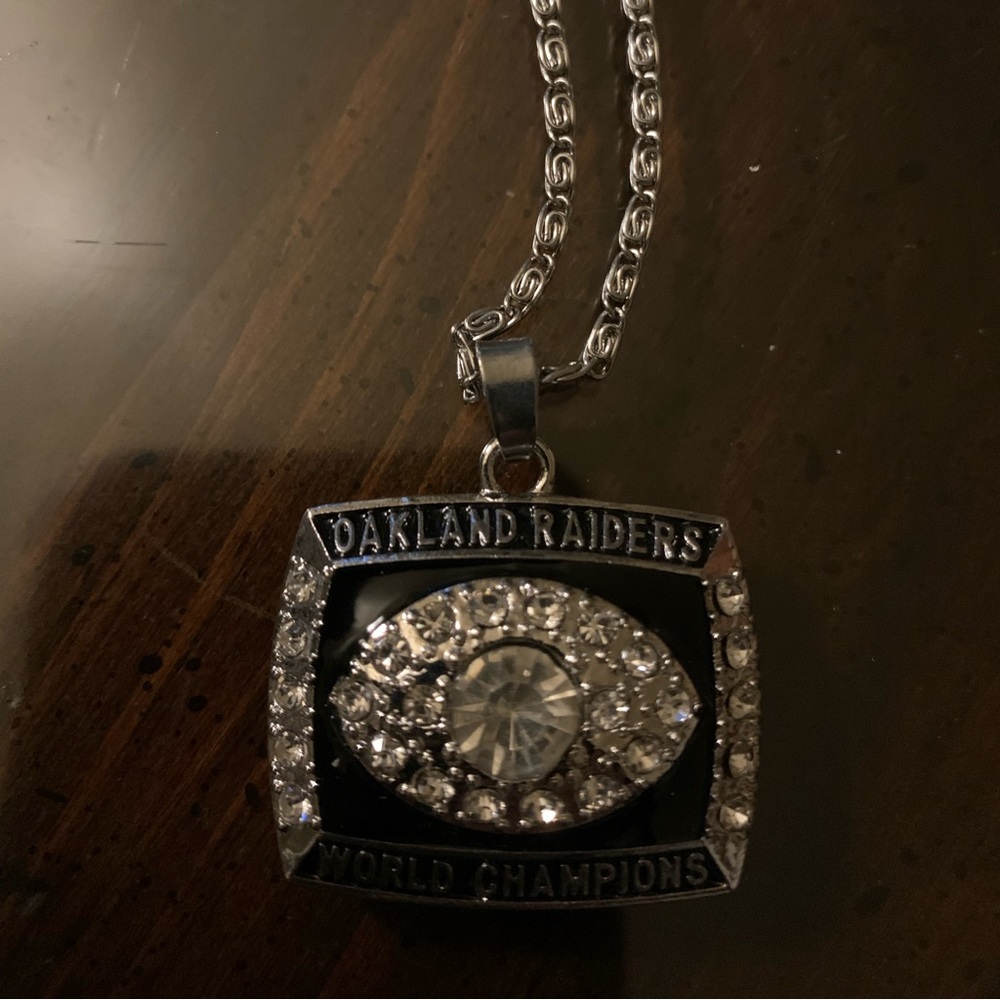 NFL 1976 Oakland Raiders Championship Ring Inspired Pendant Necklace